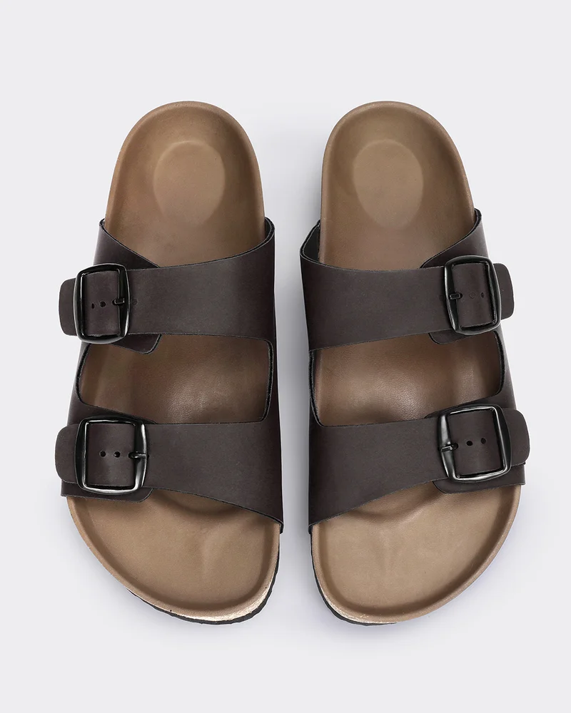 bewakoof  Men's Brown Double Strap Sandals  | Best Price UAE